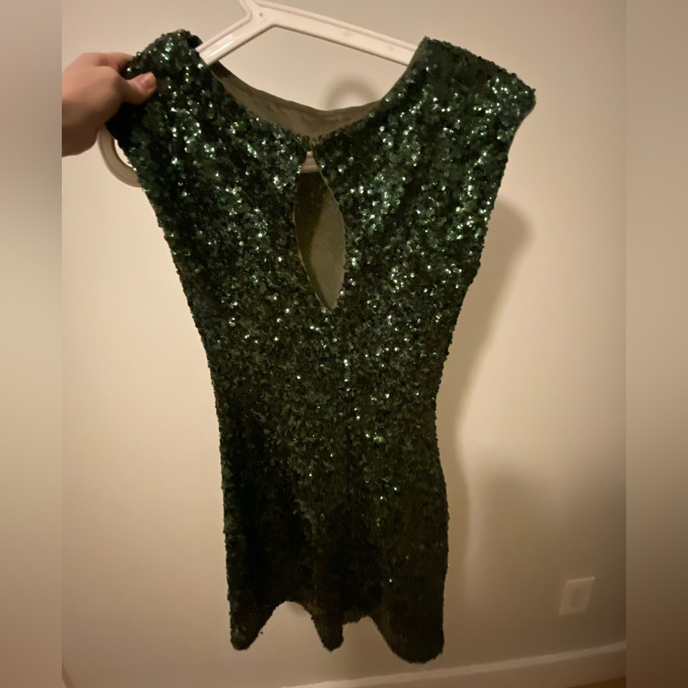 Alice + Olivia Sparkling Green Mini Dress - Picture 5 of 6